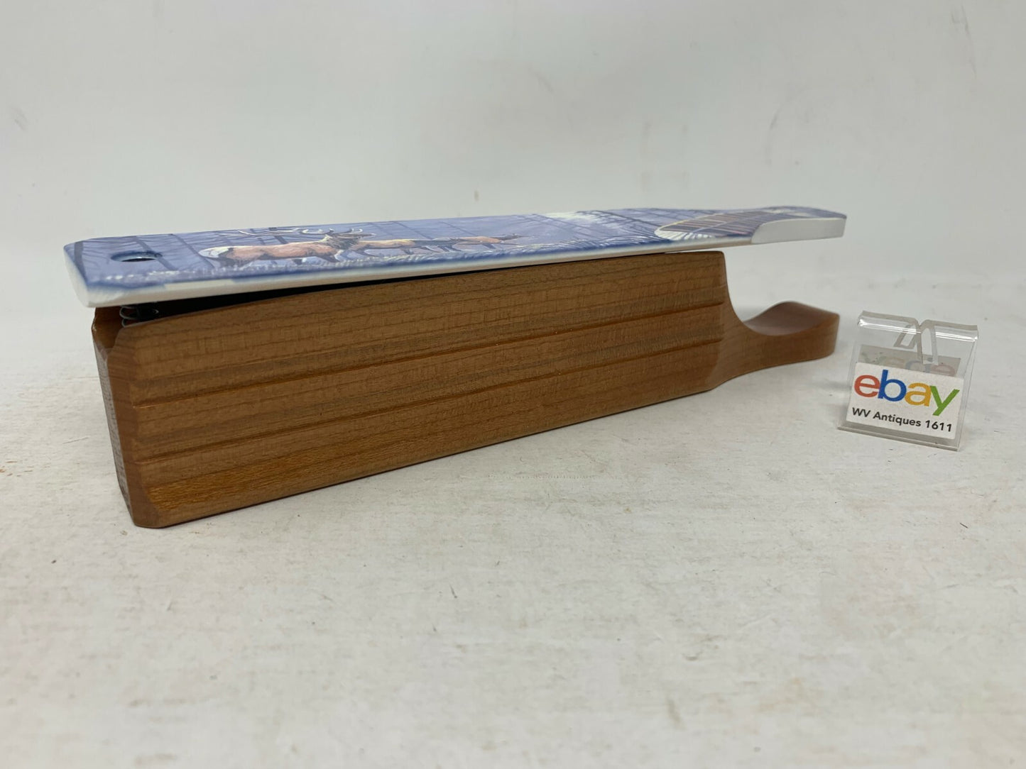 Wooden Amish Crafted Painted Lid Turkey Box Call - Elk Scene - New, Unused!
