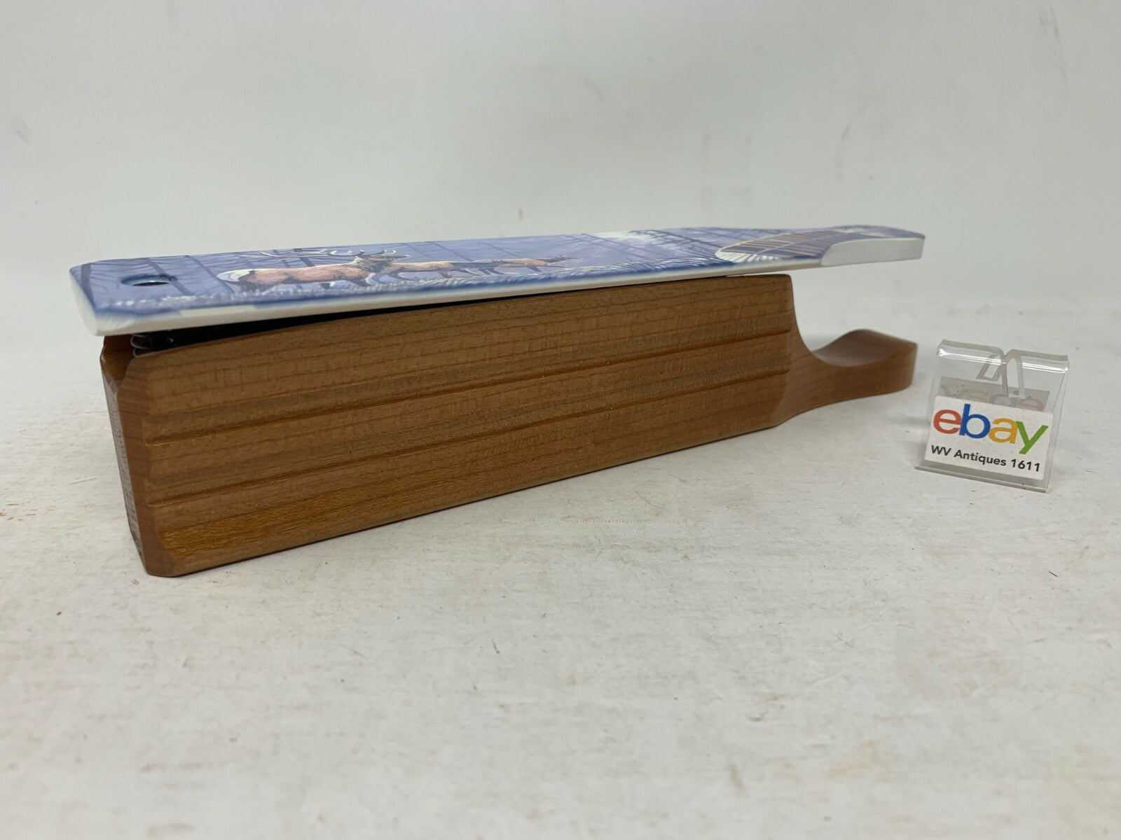 Wooden Amish Crafted Painted Lid Turkey Box Call - Elk Scene - New, Unused!