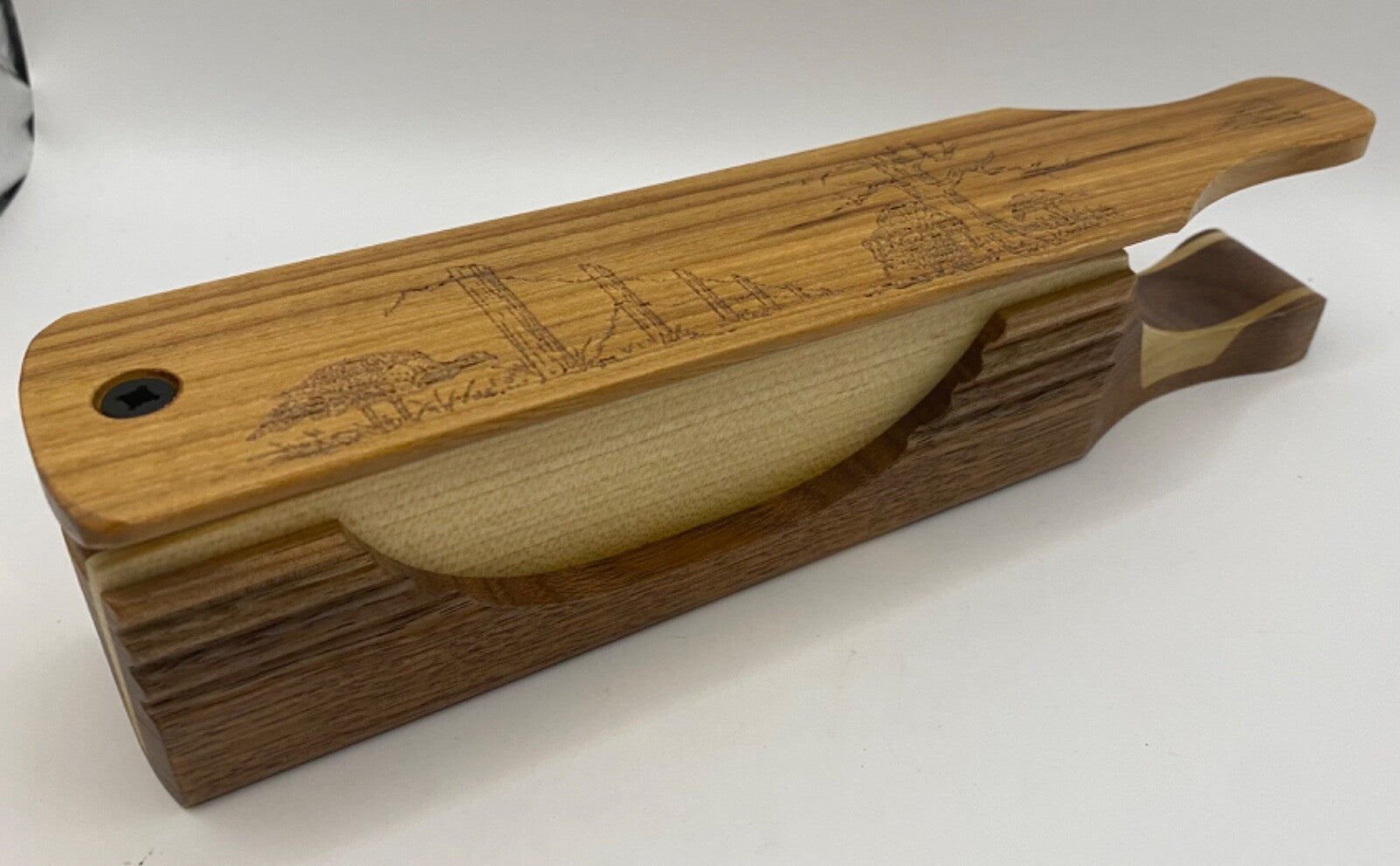 Genuinely Amish Crafted "Handle Half Moon" Turkey Box Call - New, Unused! Wooden