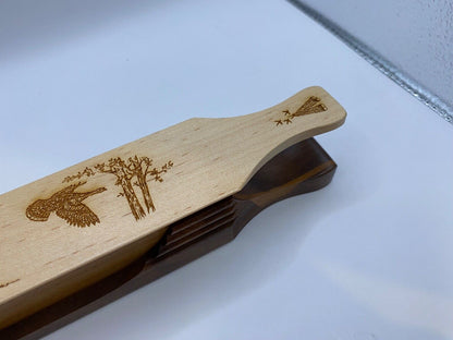 Wooden Amish Crafted "10" Handle Half Moon" Turkey Box Call