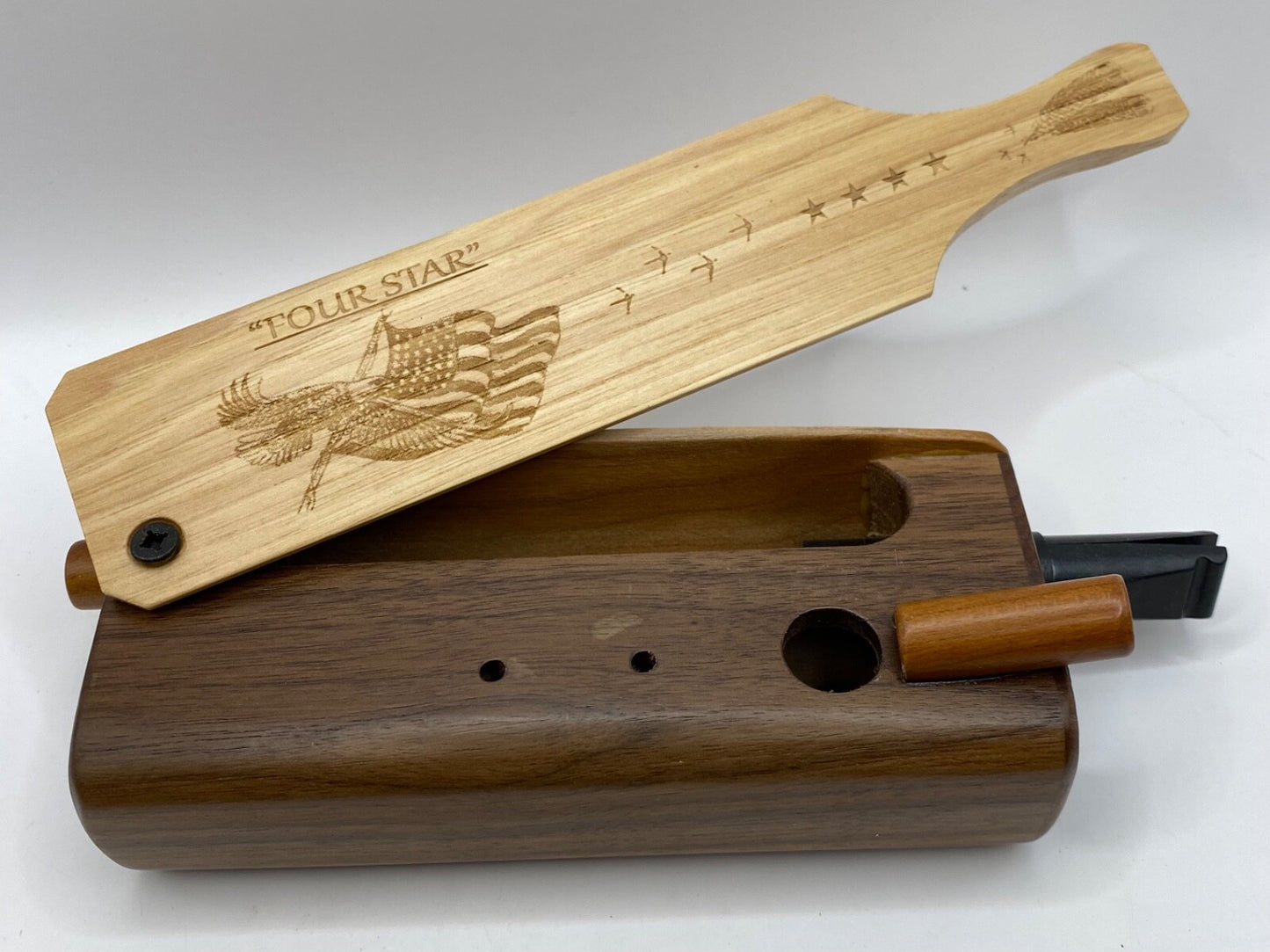 Genuinely Amish Crafted "Four Star" Combo Turkey Box Call - Crow, Owl, Hawk!