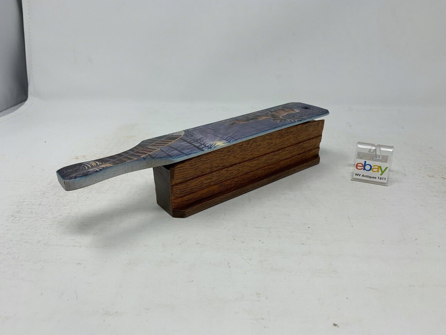 Wooden Amish Crafted Painted Lid Turkey Box Call - Elk Scene