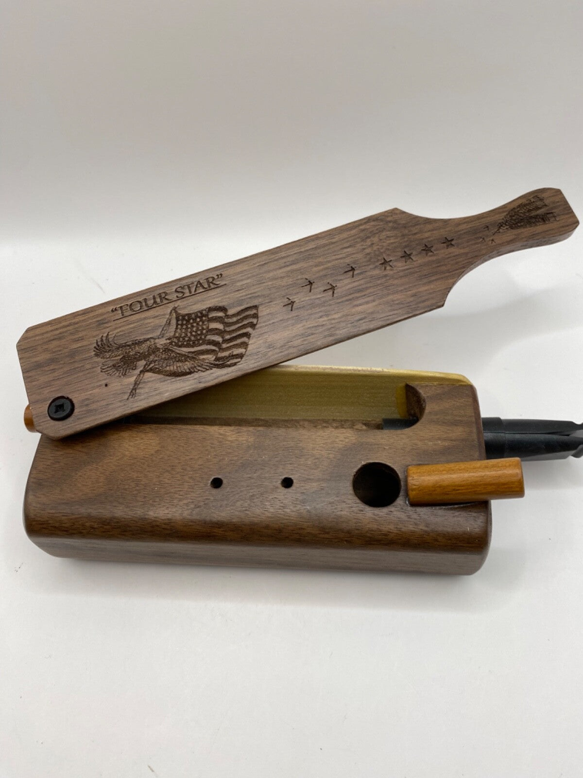 Genuinely Amish Crafted "Four Star" Combo Turkey Box Call - Crow, Owl, Hawk!