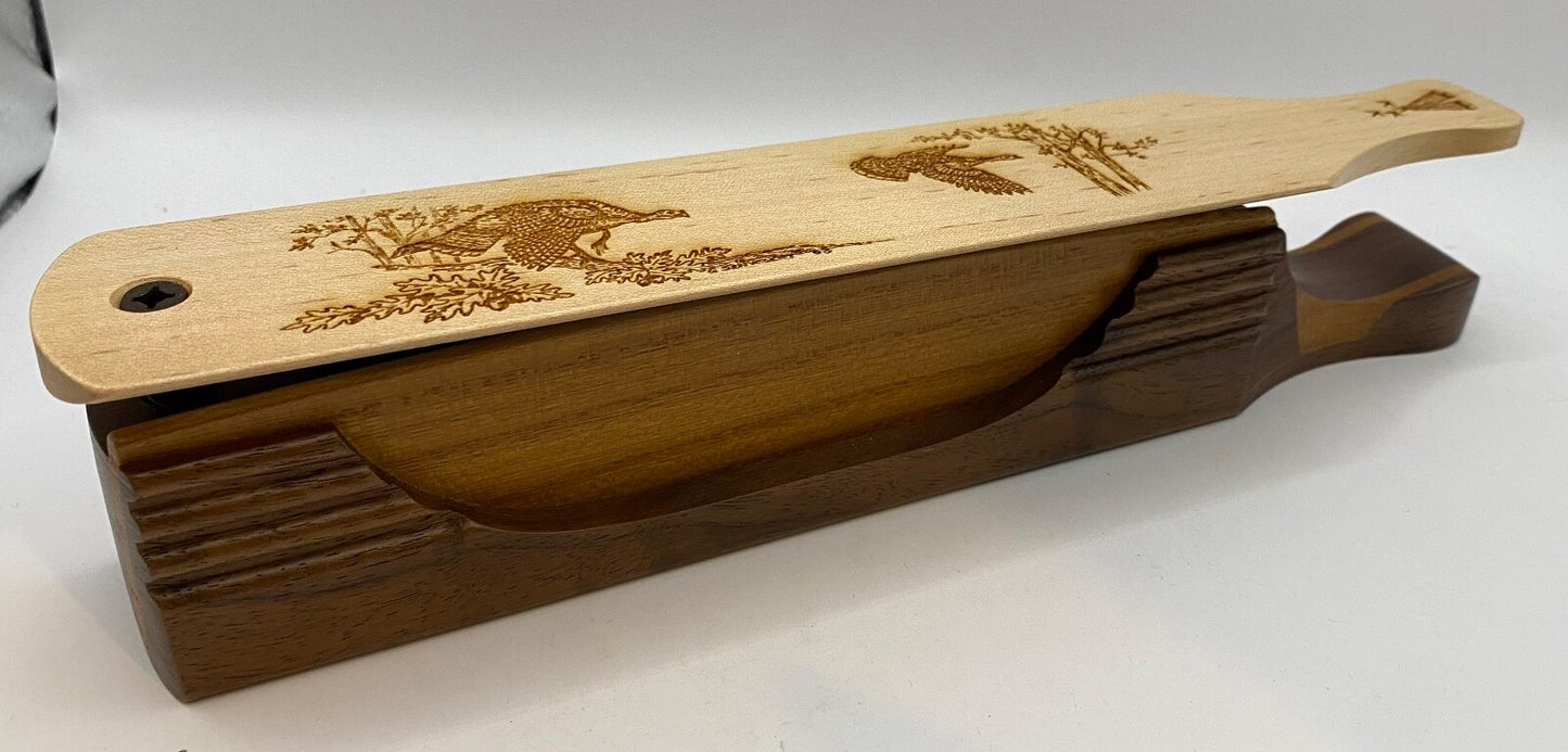 Wooden Amish Crafted "10" Handle Half Moon" Turkey Box Call - New, Unused! Nice!