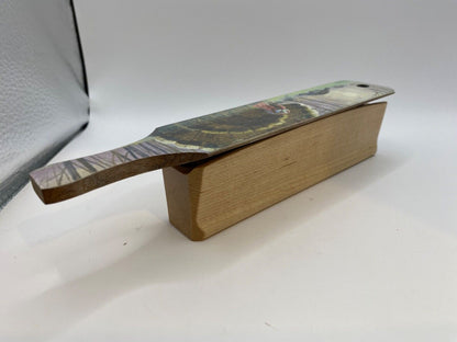Wooden Amish Crafted Painted Lid Turkey Box Call - Turkey Scene