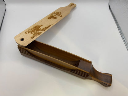 Wooden Amish Crafted "10" Handle Half Moon" Turkey Box Call - New, Unused! Nice!