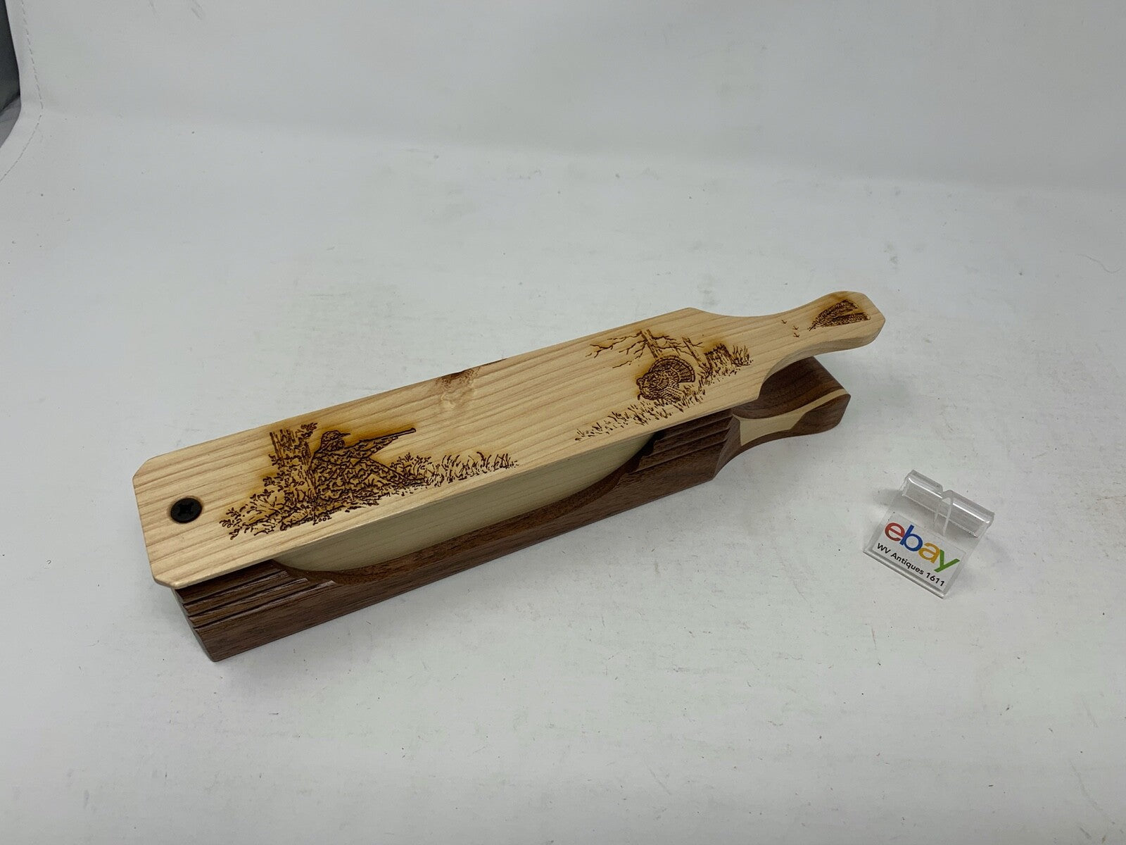Wooden Amish Crafted "10" Handle Half Moon" Turkey Box Call - New, Unused! Nice!