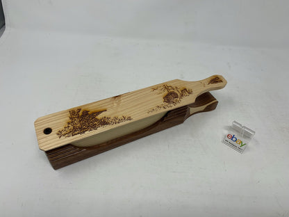 Wooden Amish Crafted "10" Handle Half Moon" Turkey Box Call - New, Unused! Nice!