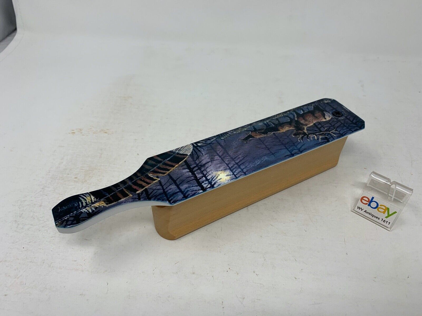 Wooden Amish Crafted Painted Lid Turkey Box Call - Elk Scene