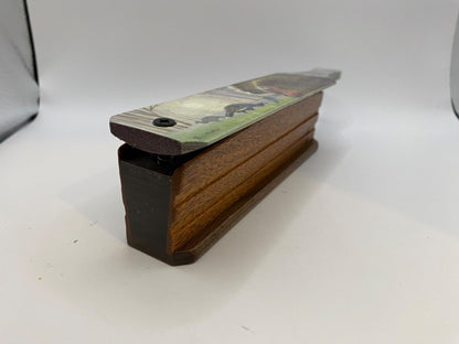 Wooden Amish Crafted Painted Lid Turkey Box Call - Turkey Scene