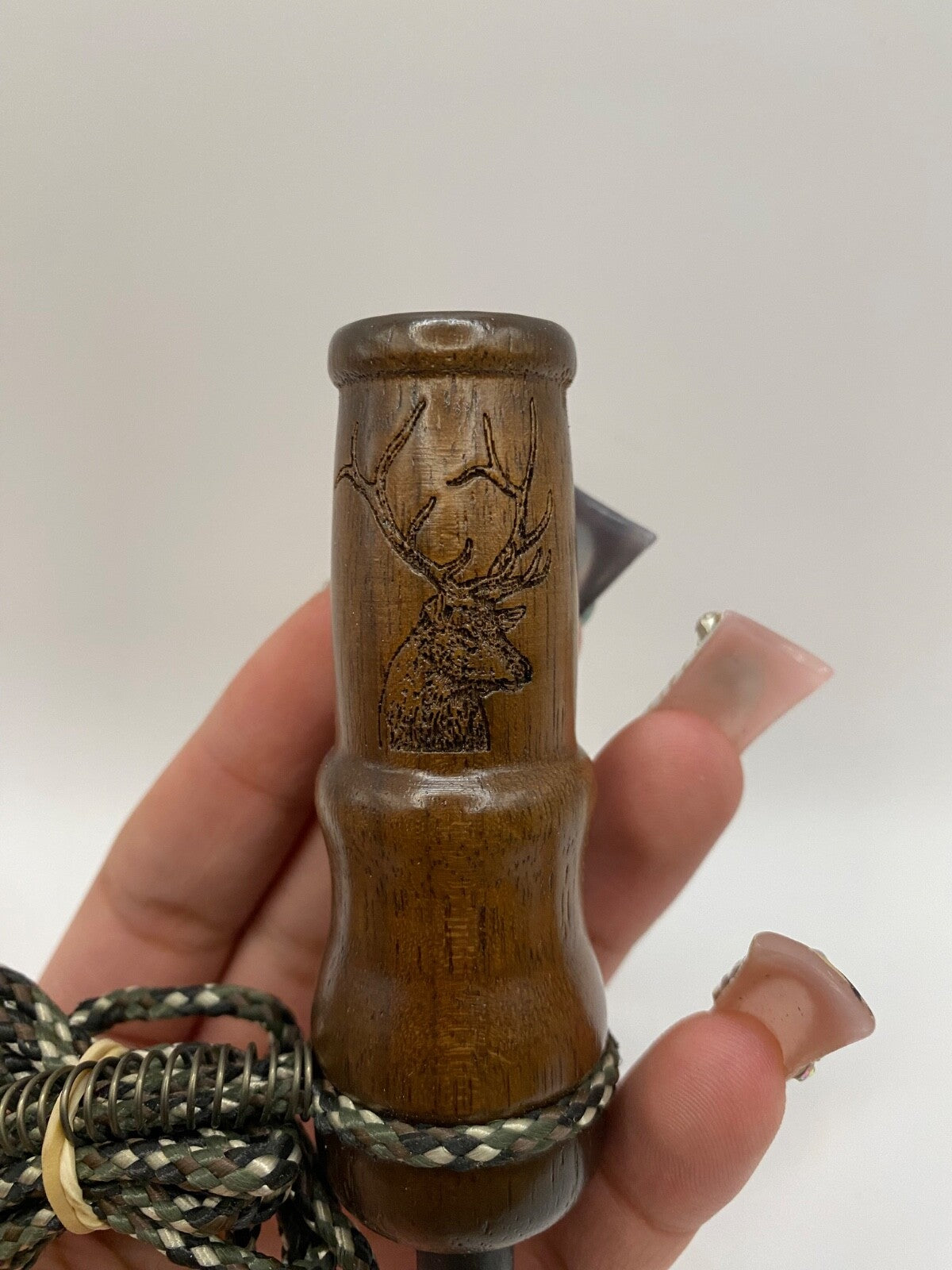 Genuinely Amish Crafted Female Elk Cow Call with Lanyard - New, Unused! Wooden!