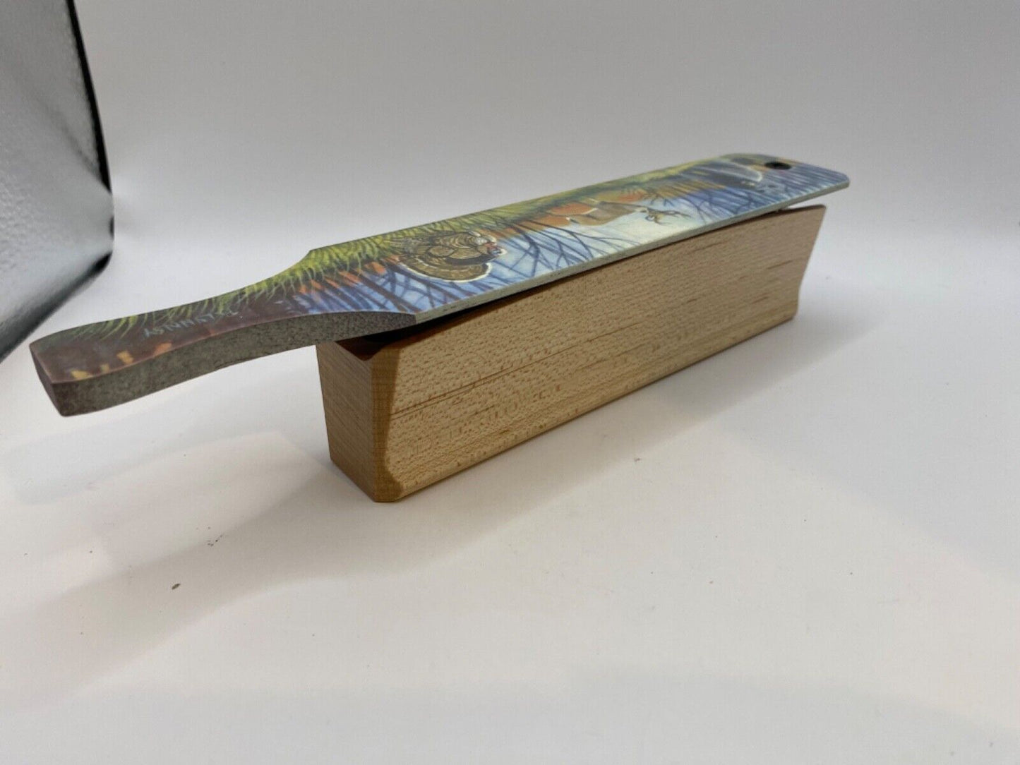 Wooden Amish Crafted Painted Lid Turkey Box Call - Wildlife Scene