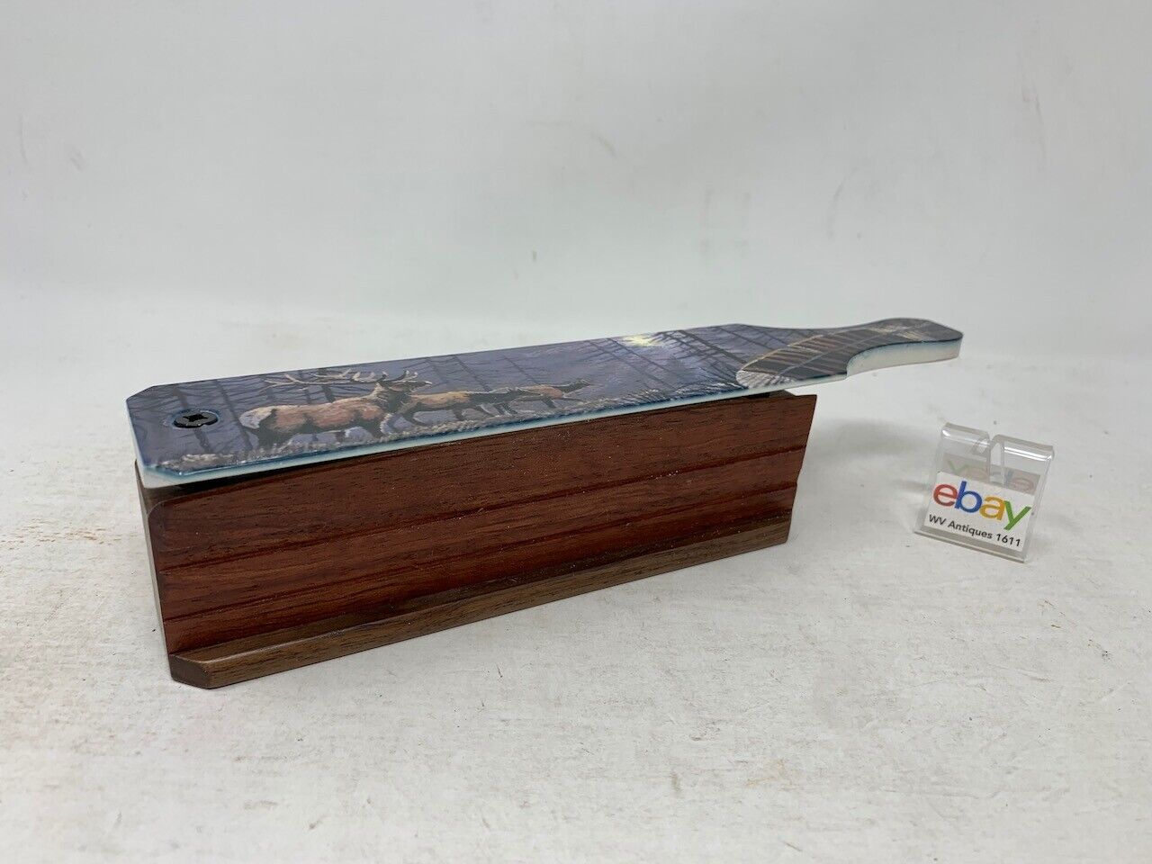 Wooden Amish Crafted Painted Lid Turkey Box Call - Elk Scene