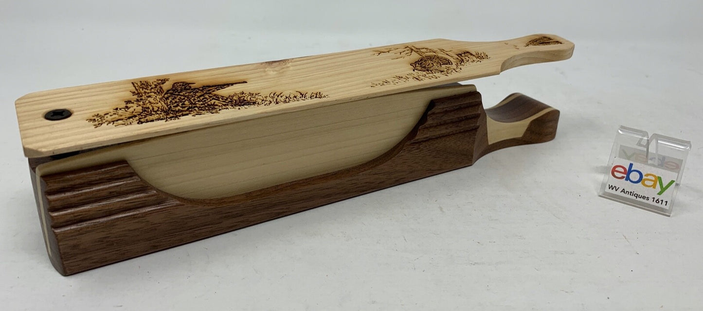 Wooden Amish Crafted "10" Handle Half Moon" Turkey Box Call - New, Unused! Nice!