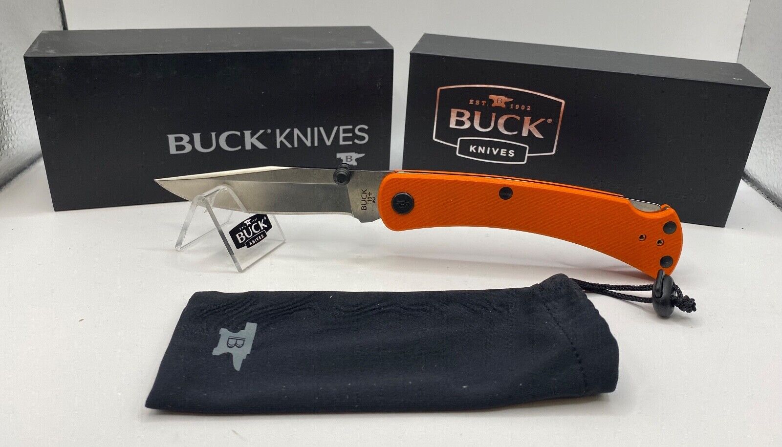 Buck USA 110 Slim Pro TRX Folding Knife, Orange G10 Handle, S30V Steel - NIB