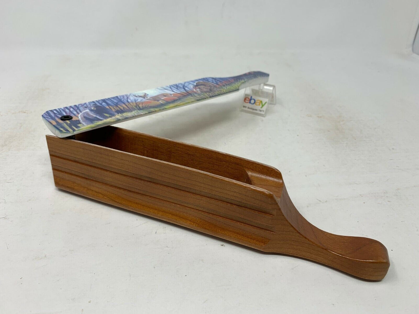 Wooden Amish Crafted Painted Lid Turkey Box Call - Wildlife Scene