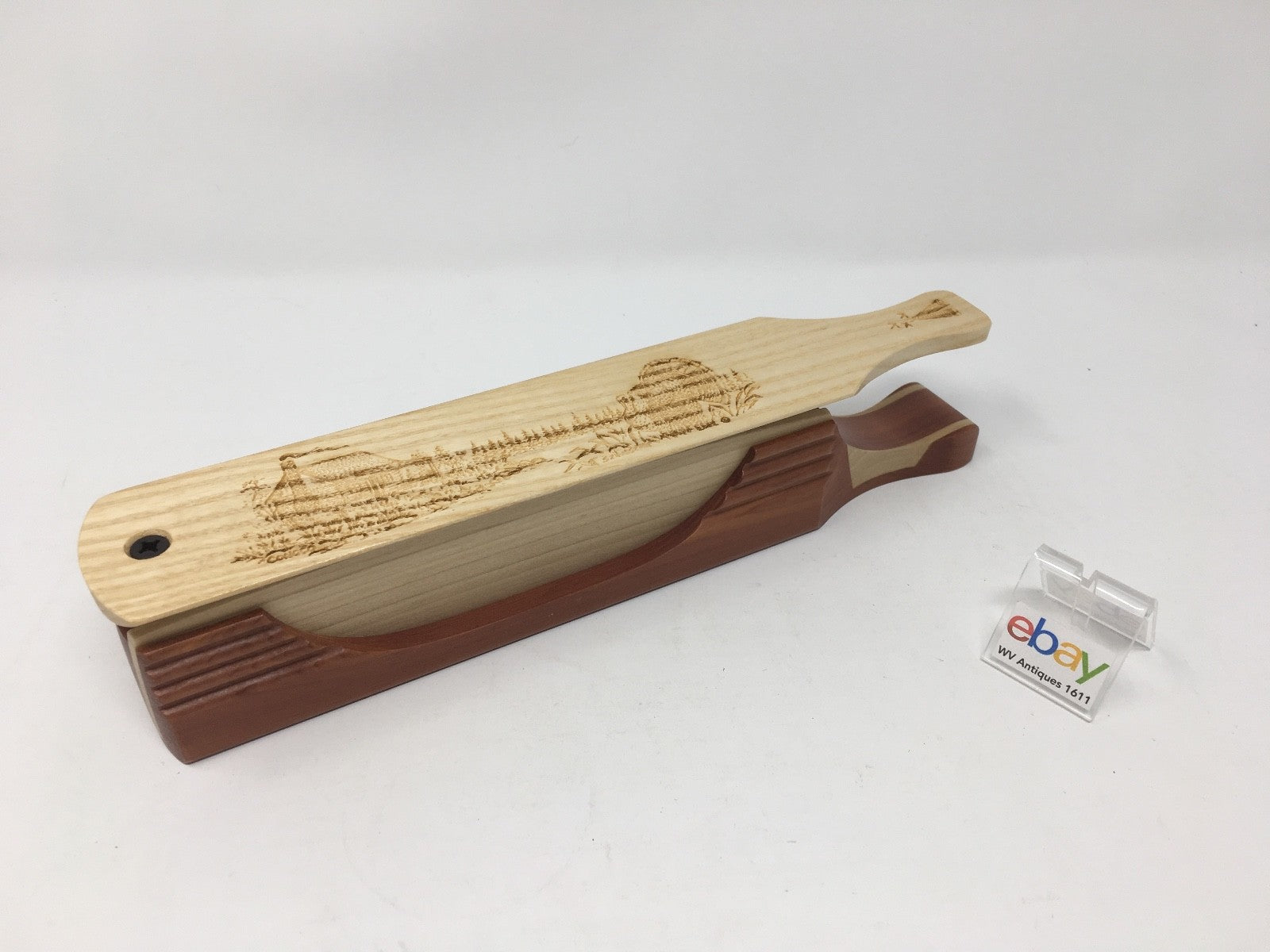 Wooden Amish Crafted "10" Handle Half Moon" Turkey Box Call - New, Unused! Nice!