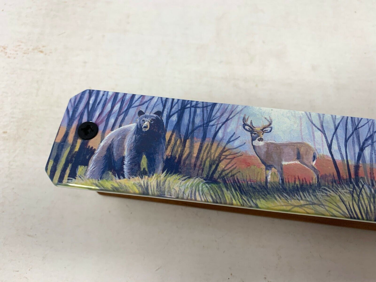 Wooden Amish Crafted Painted Lid Turkey Box Call - Wildlife Scene