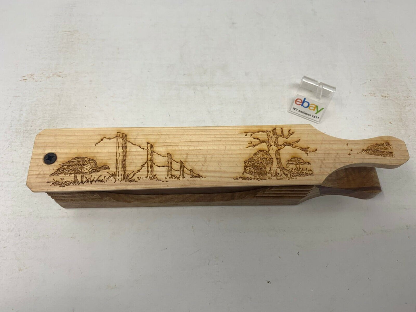Wooden Amish Crafted 10" Handle Half Moon Turkey Box Call