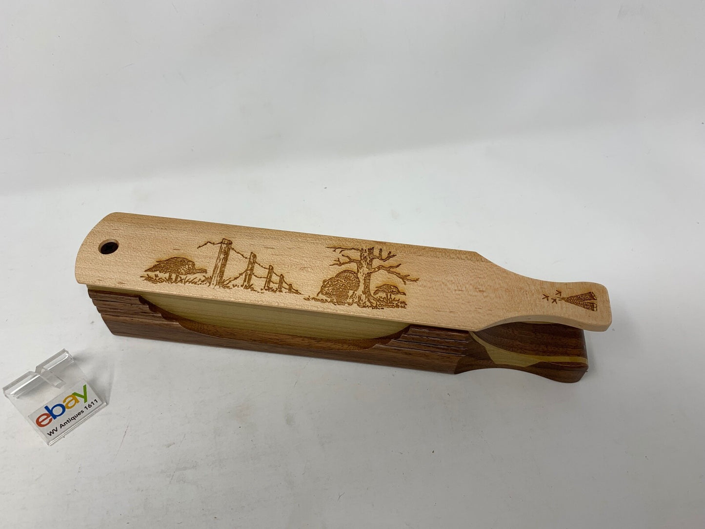 Wooden Amish Crafted "10" Handle Half Moon" Turkey Box Call - New, Unused! Nice!