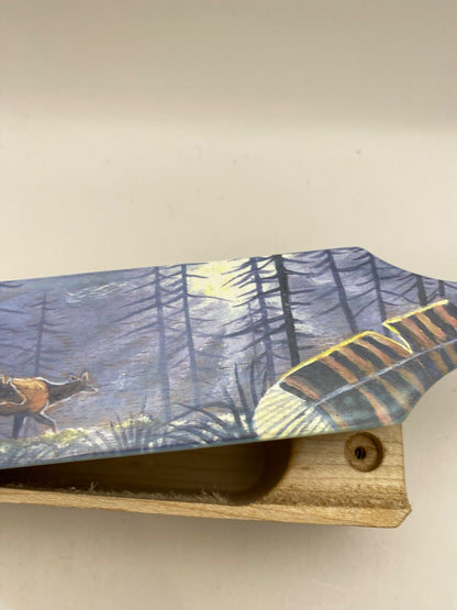 Wooden Amish Crafted Painted Lid Turkey Box Call - Elk Scene - New, Unused!