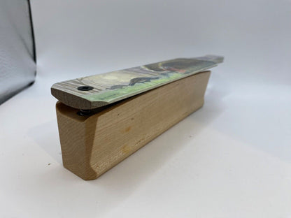Wooden Amish Crafted Painted Lid Turkey Box Call - Turkey Scene