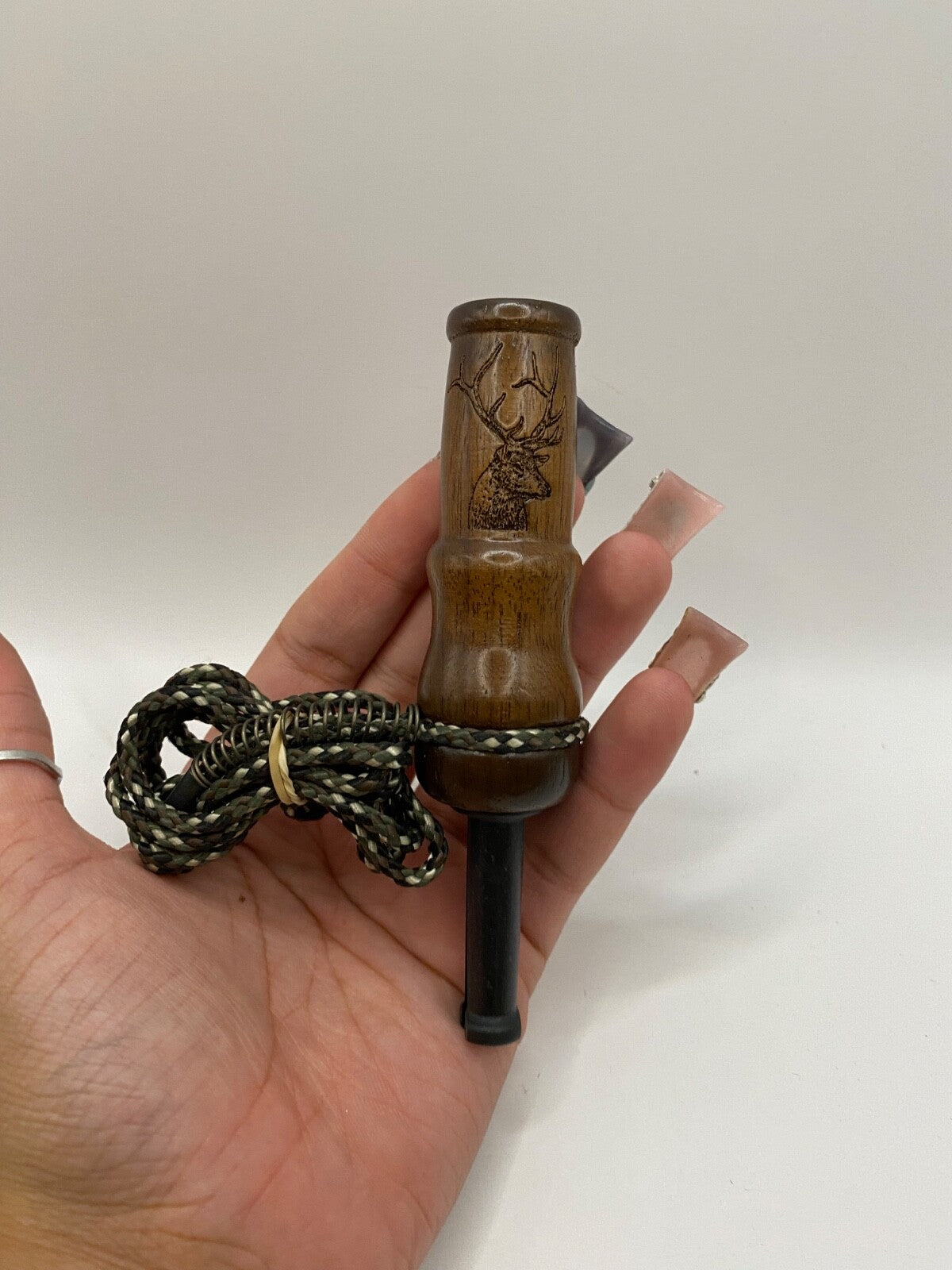 Genuinely Amish Crafted Female Elk Cow Call with Lanyard - New, Unused! Wooden!