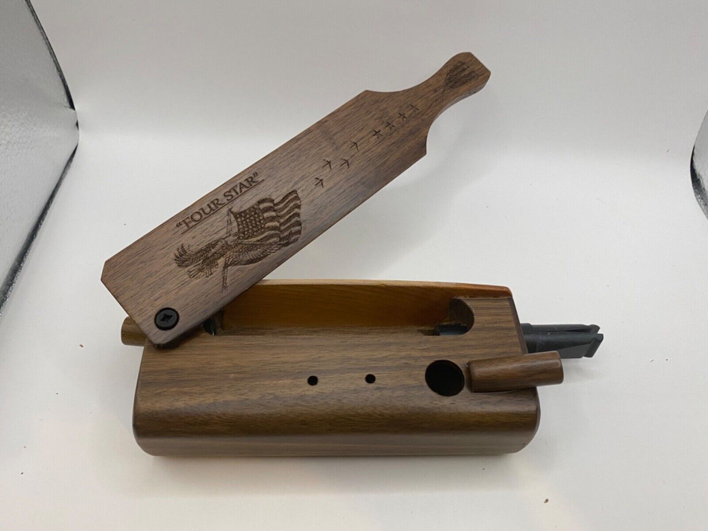 Genuinely Amish Crafted "Four Star" Combo Turkey Box Call - Crow, Owl, Hawk!
