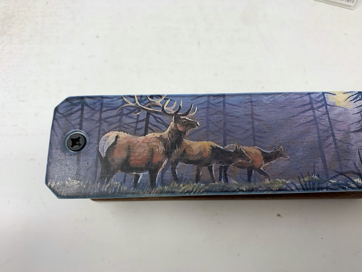 Wooden Amish Crafted Painted Lid Turkey Box Call - Elk Scene