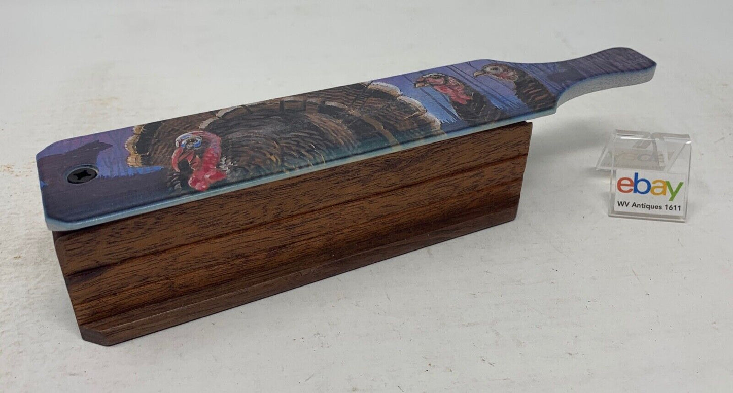 Wooden Amish Crafted Painted Lid Turkey Box Call - Turkey Scene