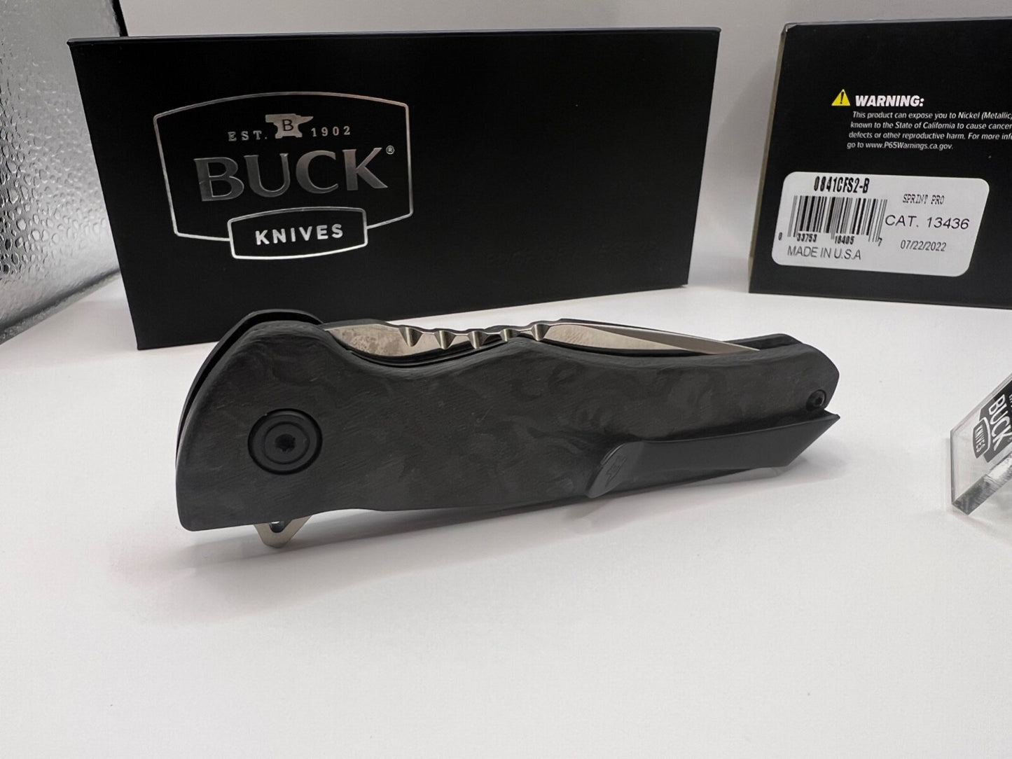 Buck USA 841 Sprint Pro Marbled CF Folding Knife with Pocket Clip - New In Box !