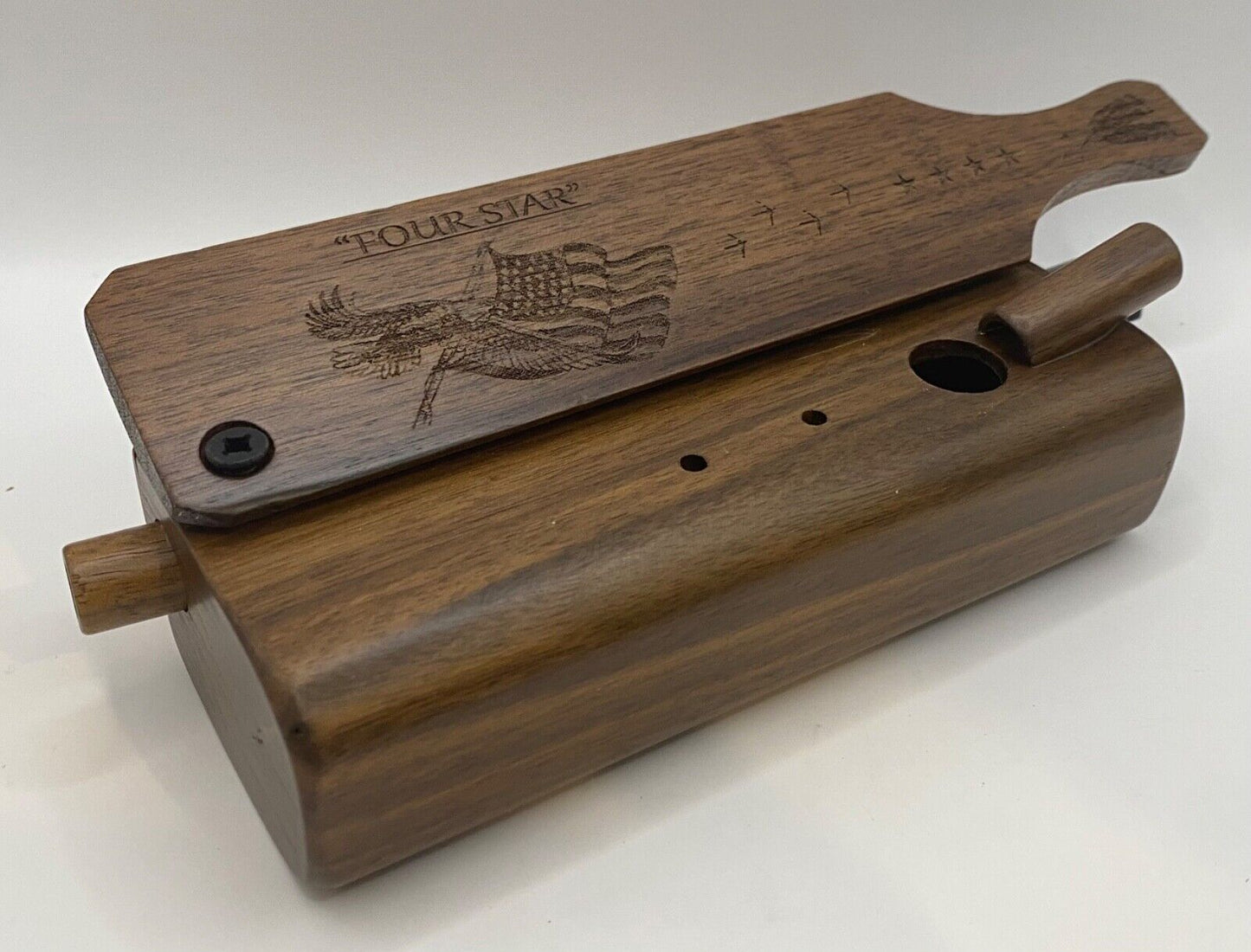 Genuinely Amish Crafted "Four Star" Combo Turkey Box Call - Crow, Owl, Hawk!
