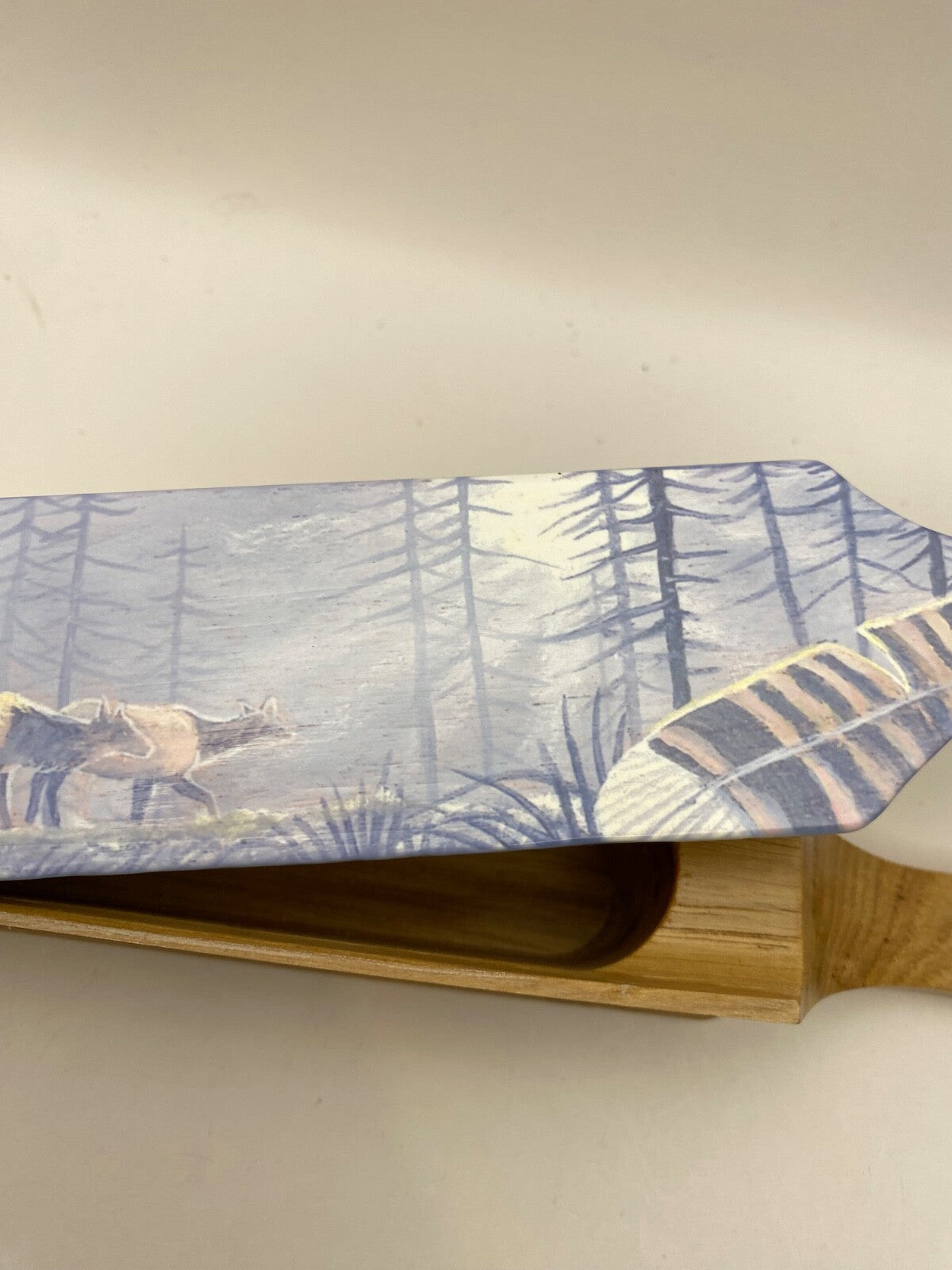 Wooden Amish Crafted Painted Lid Turkey Box Call - Elk Scene - New, Unused!