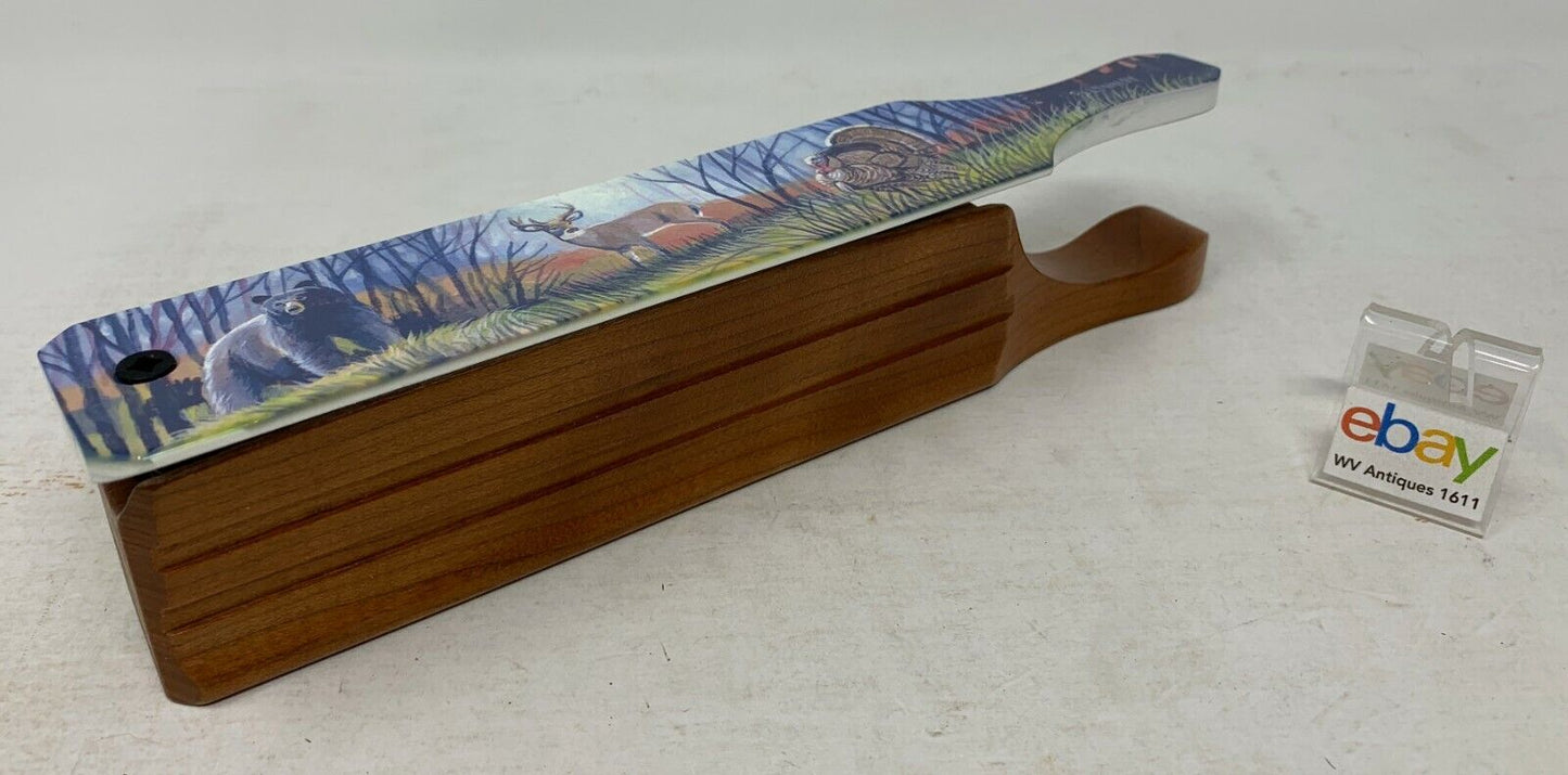 Wooden Amish Crafted Painted Lid Turkey Box Call - Wildlife Scene