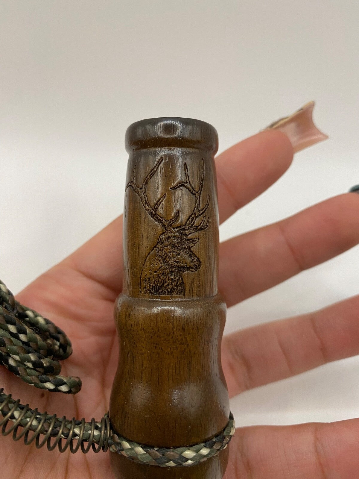 Genuinely Amish Crafted Female Elk Cow Call with Lanyard - New, Unused! Wooden!