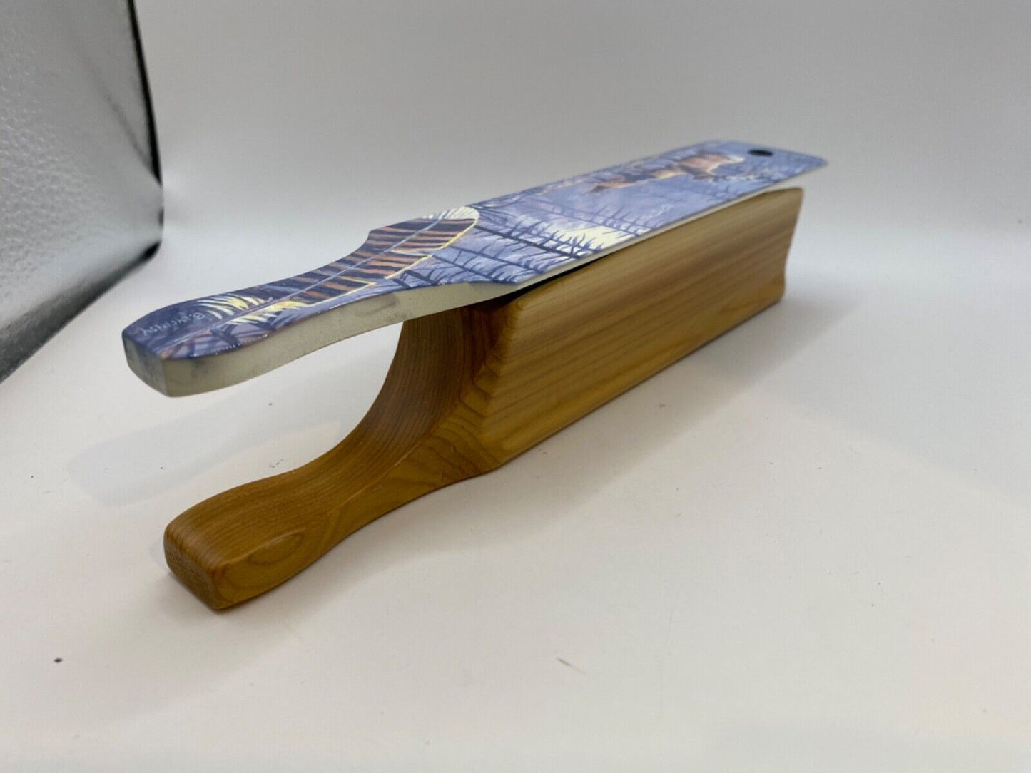 Wooden Amish Crafted Painted Lid Turkey Box Call - Elk Scene