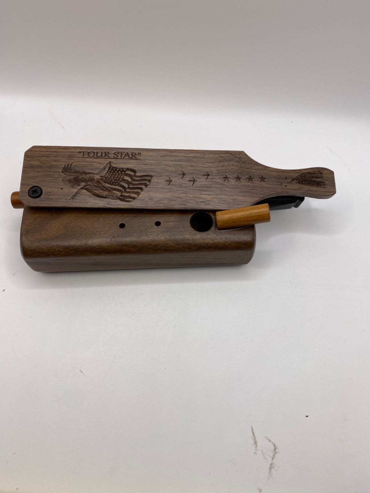 Genuinely Amish Crafted "Four Star" Combo Turkey Box Call - Crow, Owl, Hawk!