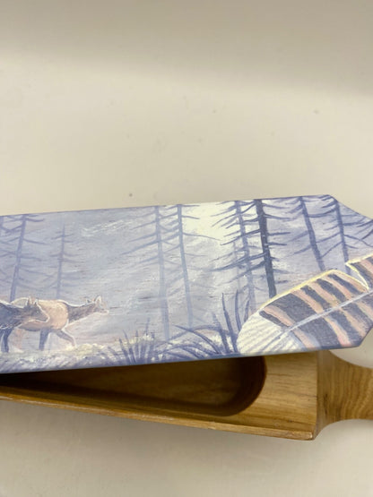 Wooden Amish Crafted Painted Lid Turkey Box Call - Elk Scene - New, Unused!