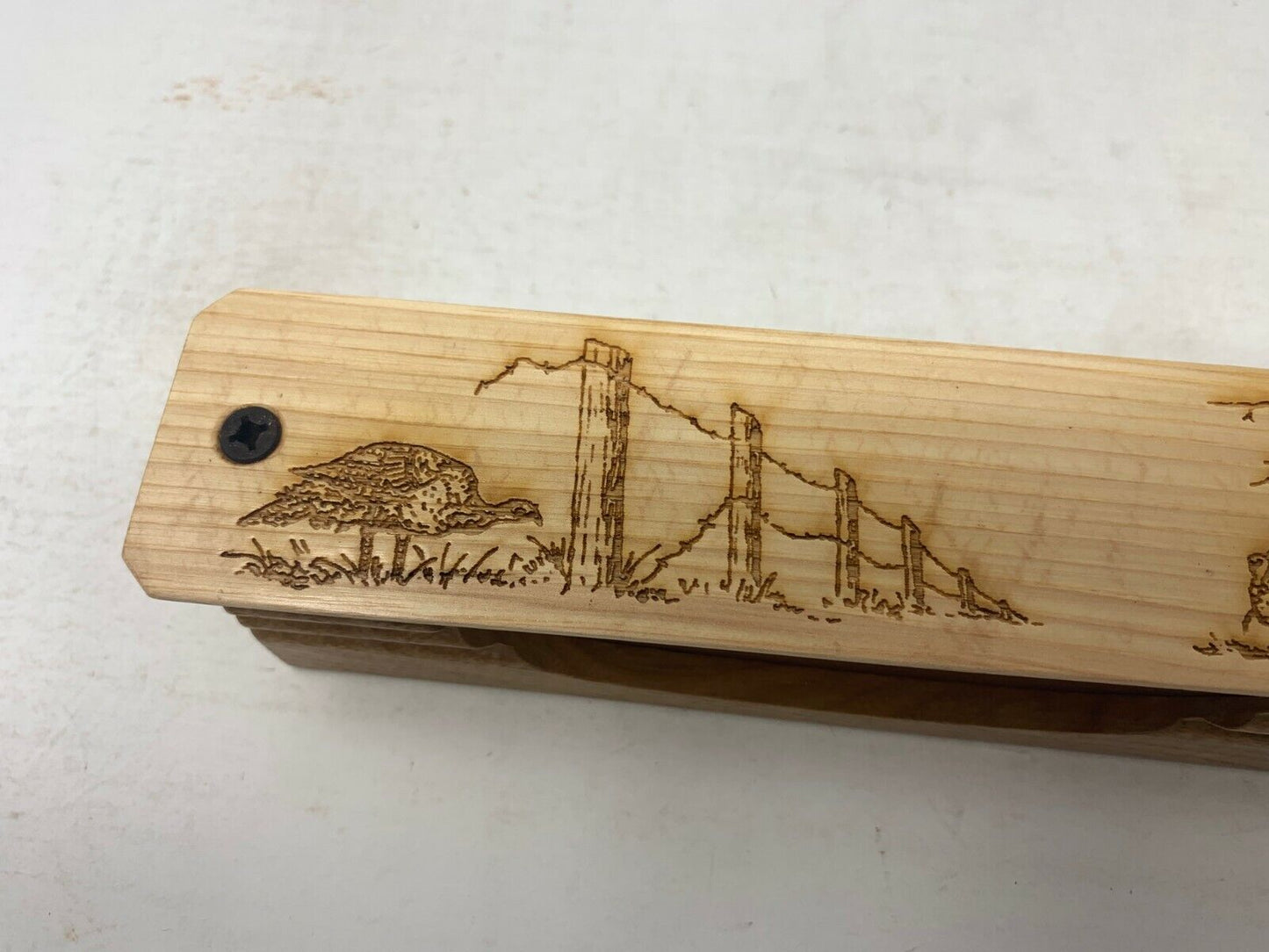 Wooden Amish Crafted 10" Handle Half Moon Turkey Box Call