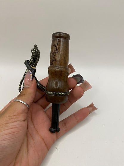 Genuinely Amish Crafted Female Elk Cow Call with Lanyard - New, Unused! Wooden!