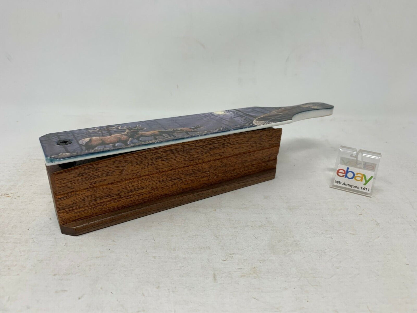 Wooden Amish Crafted Painted Lid Turkey Box Call - Elk Scene