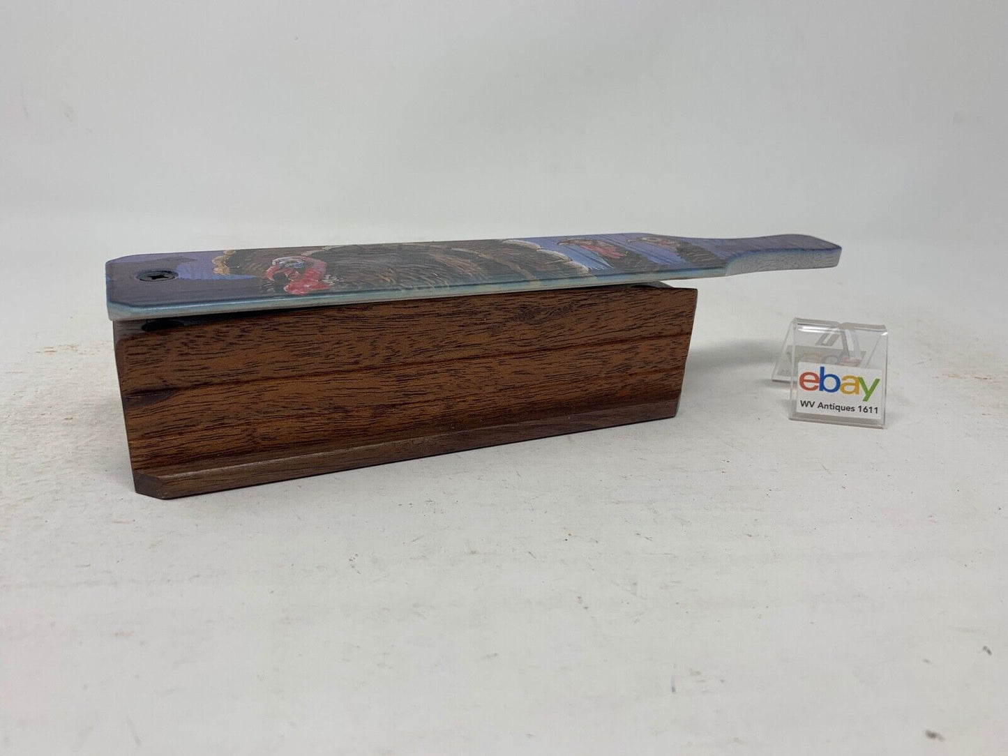 Wooden Amish Crafted Painted Lid Turkey Box Call - Turkey Scene
