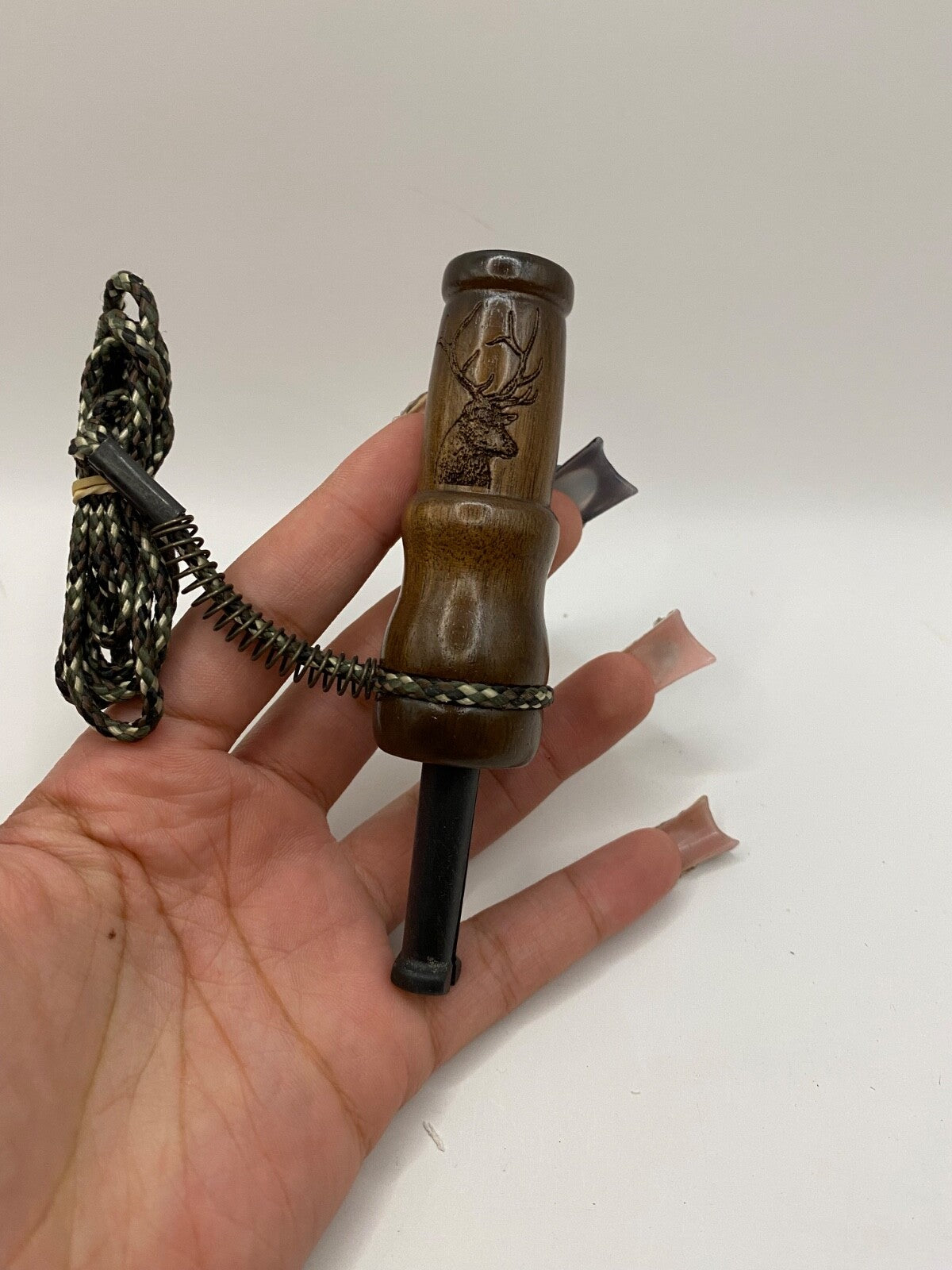 Genuinely Amish Crafted Female Elk Cow Call with Lanyard - New, Unused! Wooden!