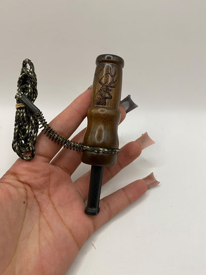 Genuinely Amish Crafted Female Elk Cow Call with Lanyard - New, Unused! Wooden!