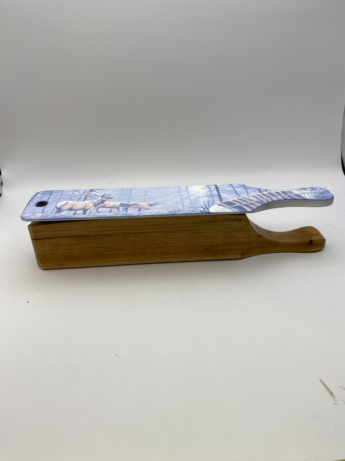 Wooden Amish Crafted Painted Lid Turkey Box Call - Elk Scene - New, Unused!