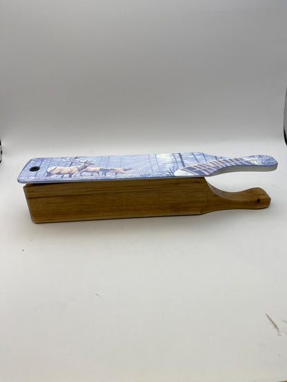 Wooden Amish Crafted Painted Lid Turkey Box Call - Elk Scene - New, Unused!
