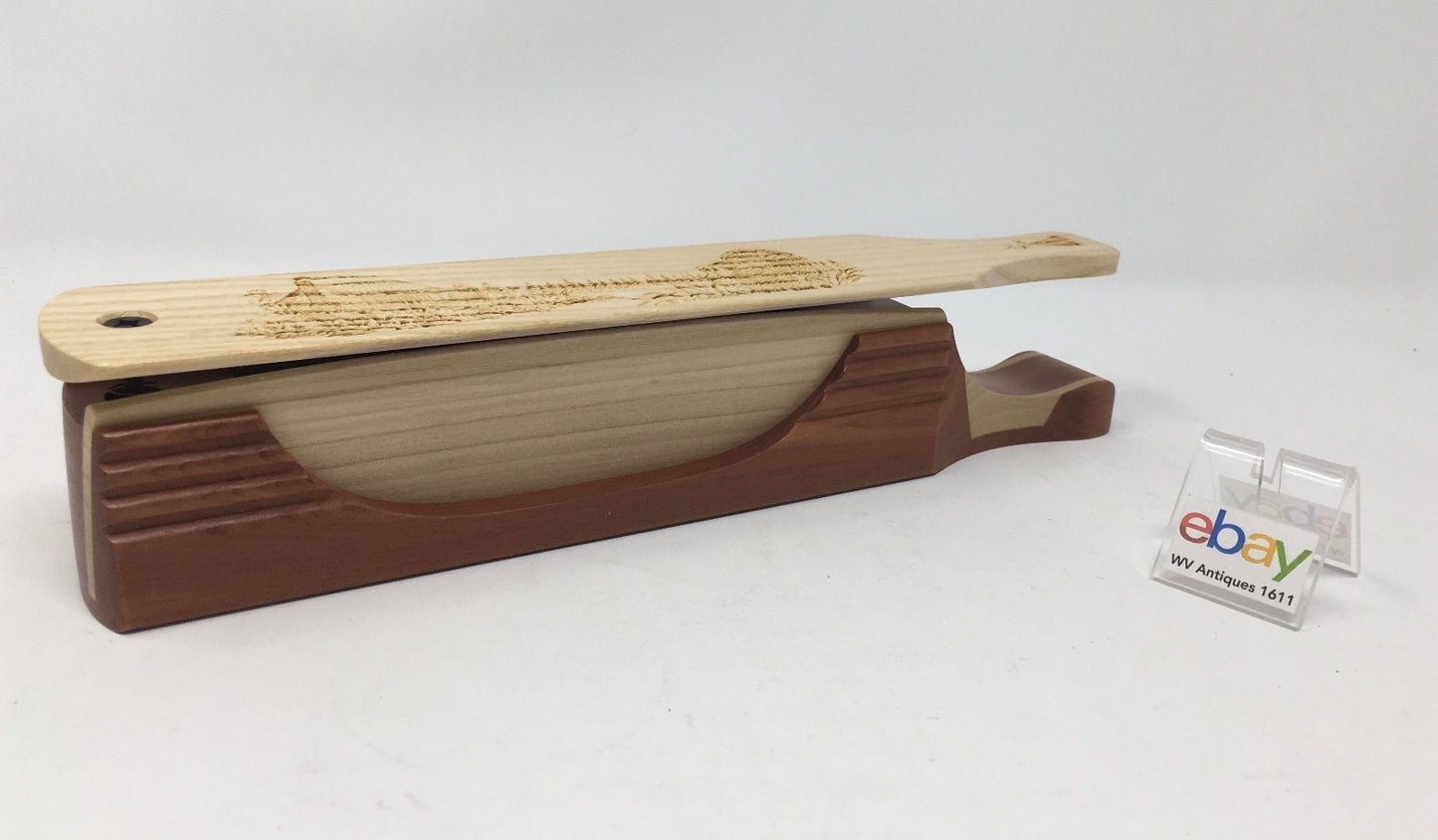 Wooden Amish Crafted "10" Handle Half Moon" Turkey Box Call - New, Unused! Nice!