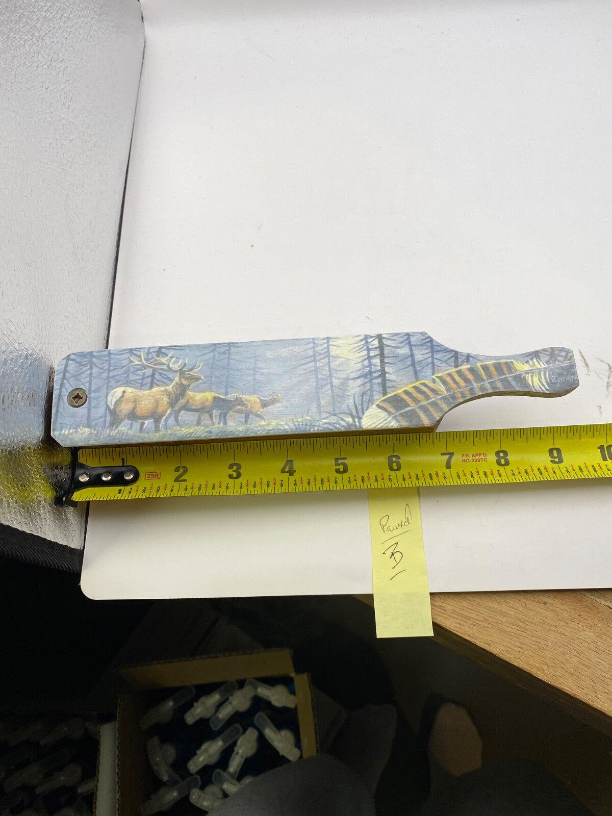 Wooden Amish Crafted Painted Lid Turkey Box Call - Elk Scene - New, Unused!