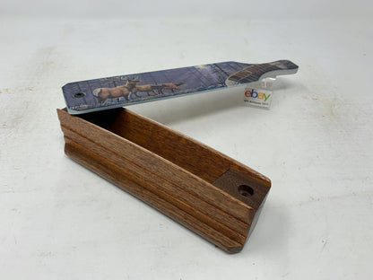 Wooden Amish Crafted Painted Lid Turkey Box Call - Elk Scene