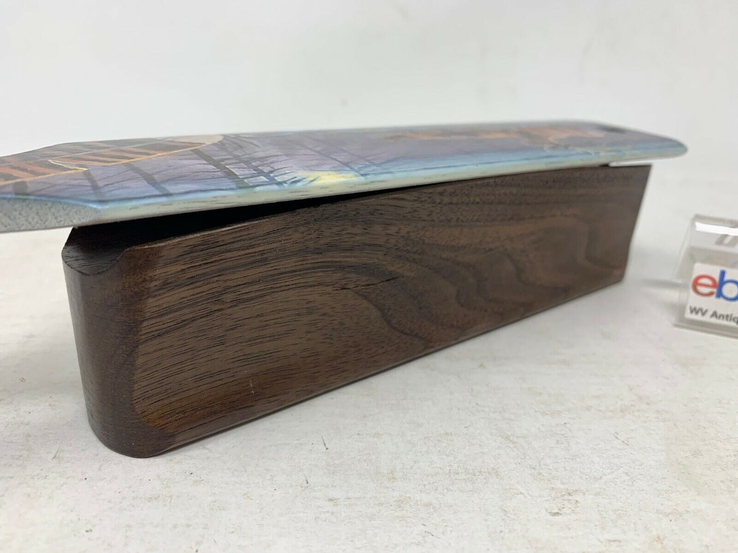 Wooden Amish Crafted Painted Lid Turkey Box Call - Elk Scene
